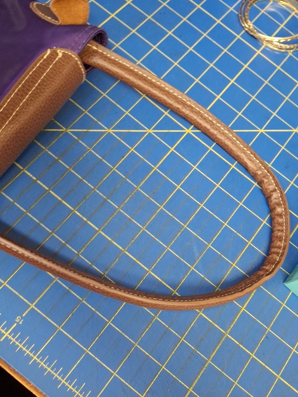 Purple Tote Preloved Brown Leather Trim - Picture 8 of 9